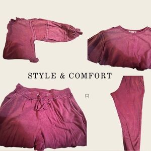 Cozy Two-Piece Lounge Set in Wine Mauve
